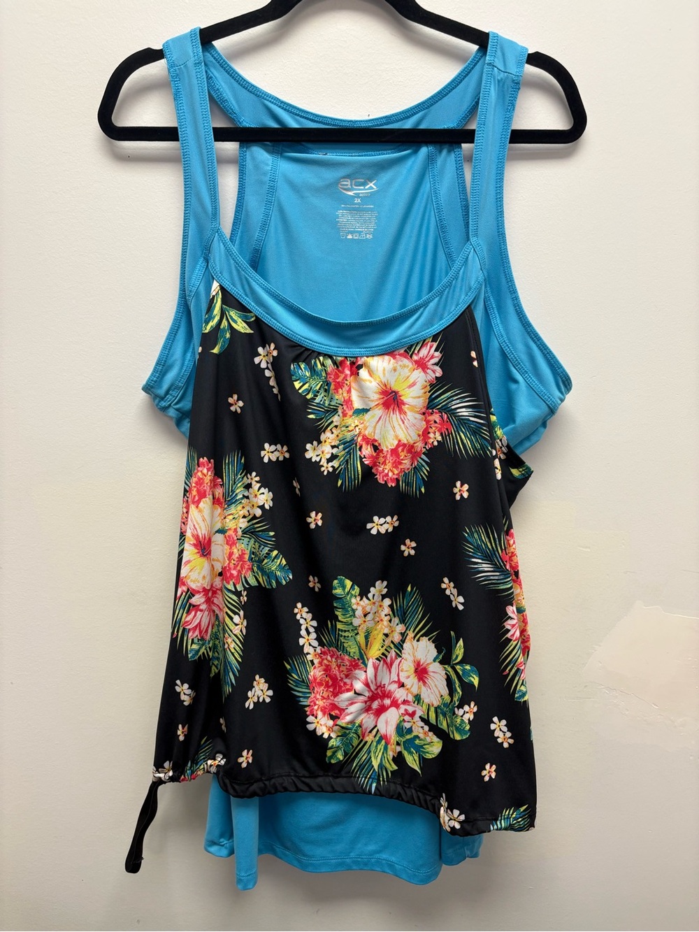 4 for $25 🌺 ACX Active Tropical Floral Layered Tank 2X 🌺
